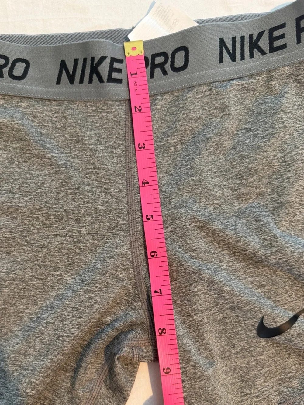 Nike Gray Pro Compression Shorts with Black Swoosh
